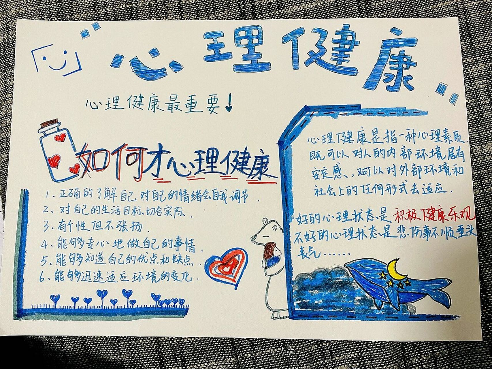 小学手抄报主题心理健康 心理健康教育主题手抄报 欢迎参加哦7815