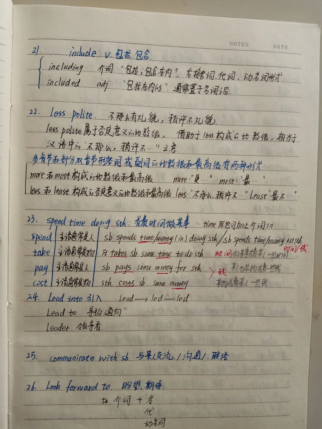 九年级英语手写版笔记分享第三单元 用来总复习吧!