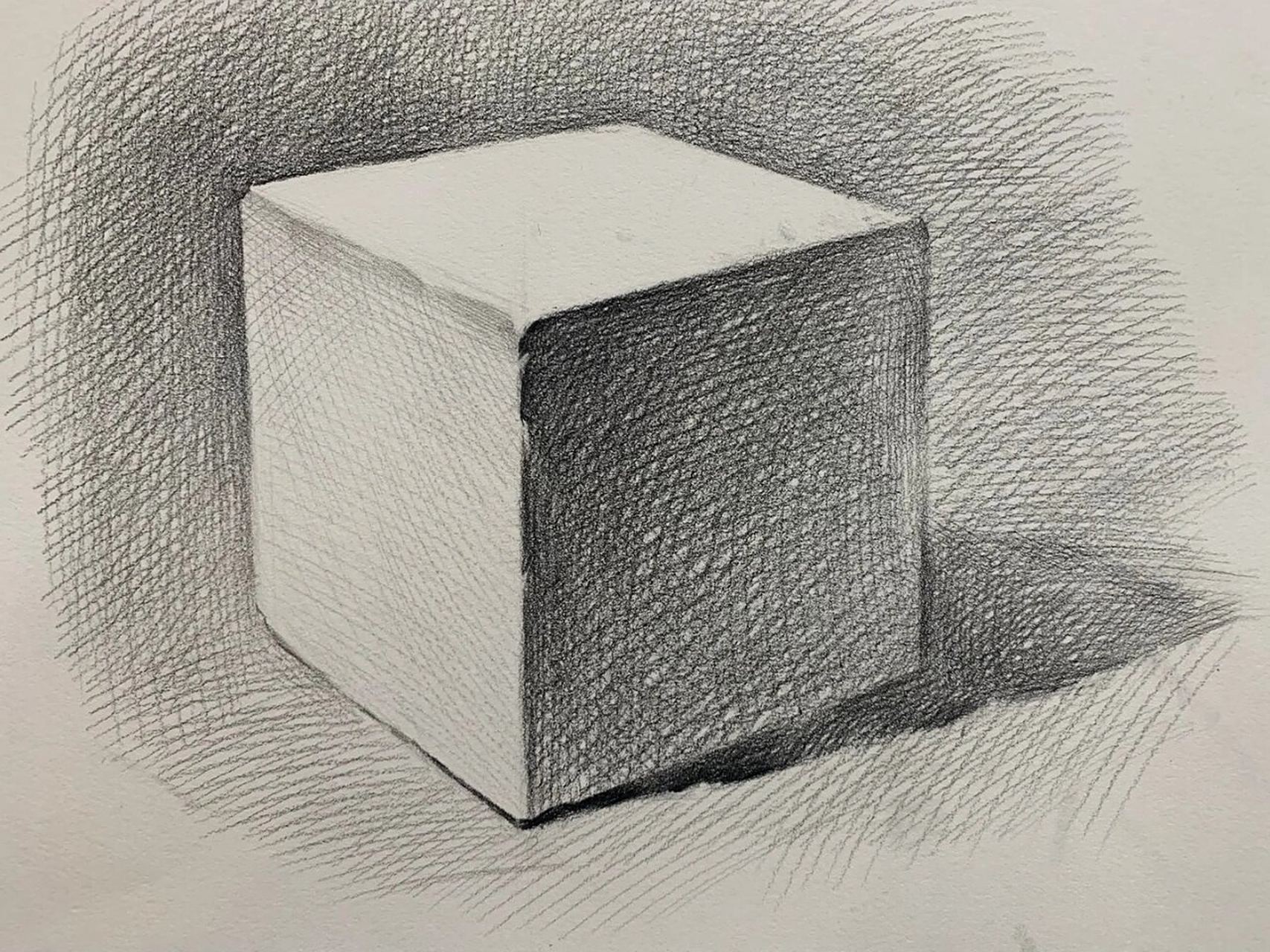 素描入门正方体 素描入门几何体正方体的画法步骤分享给大家!