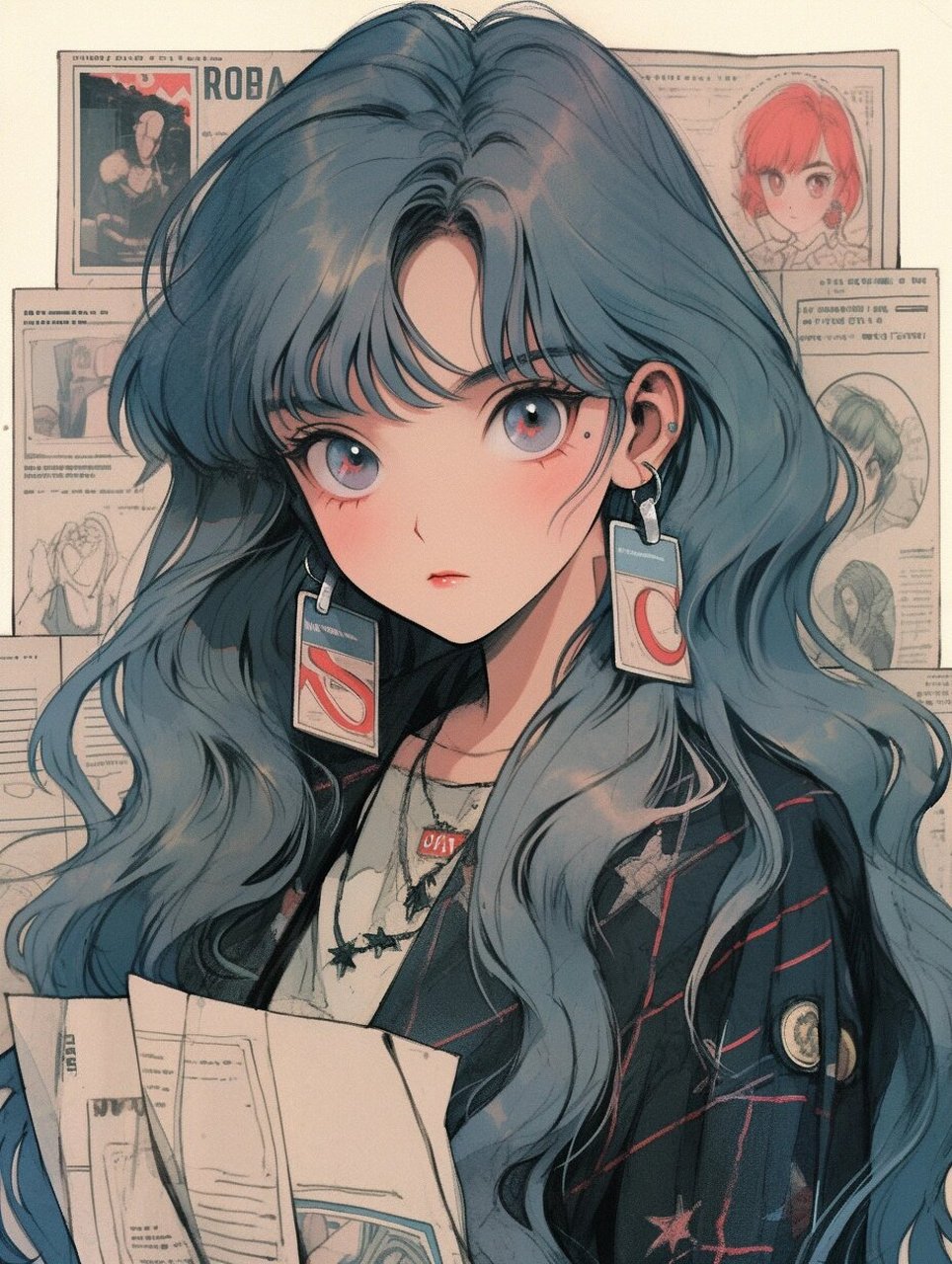 midjourney复古动漫女生头像|港风女郎 #可爱微信情头# #ai绘画# #mid