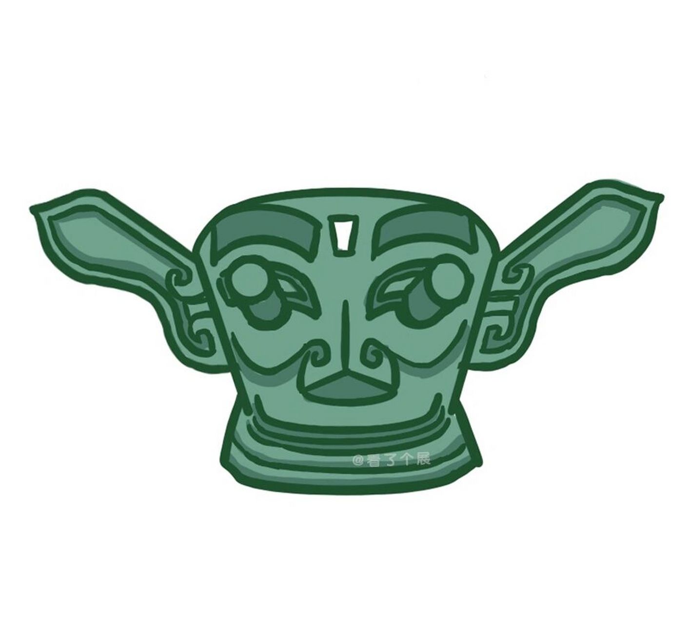 最近沉迷手绘三星堆,画个青铜人像小合集 手绘国宝持续创作中