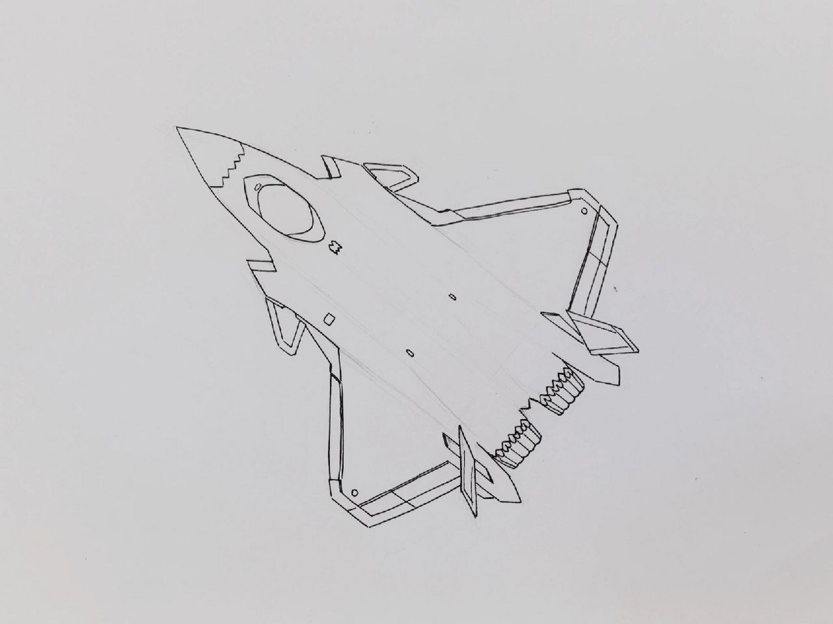 并剪下来 ④水彩纸画天空 ⑤将歼二零粘在天空中 ⑥丙烯马克笔画出尾