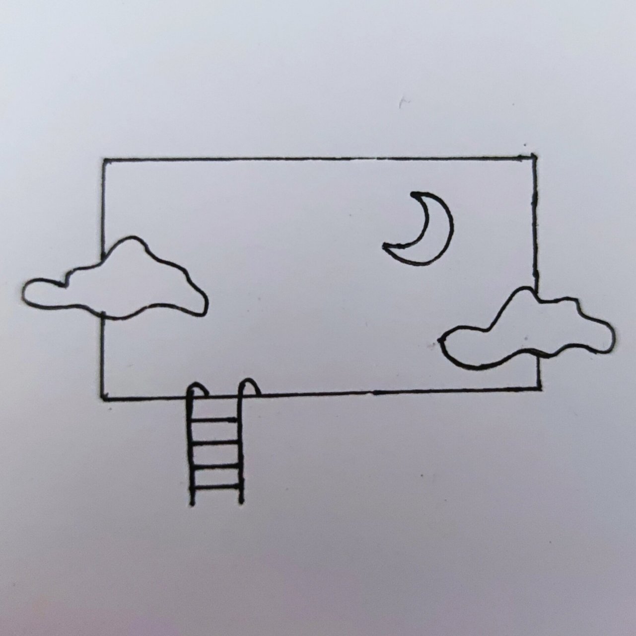 夜晚小风景简笔画 云朵和月亮永远能在深夜陪伴你～ 堆堆白纸黑笔简笔