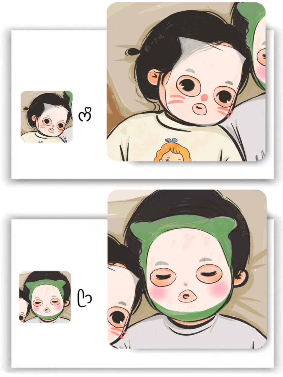 抓住最后一天快乐|插画手绘可爱情侣头像 躺平倒计时啦 可做个人头像