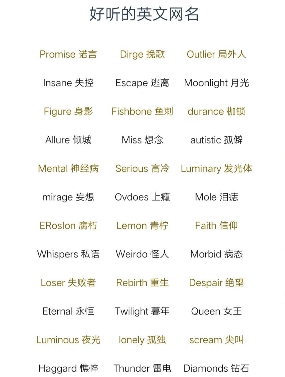 好听的英文网名 英文网名 个性情侣名 情侣网名