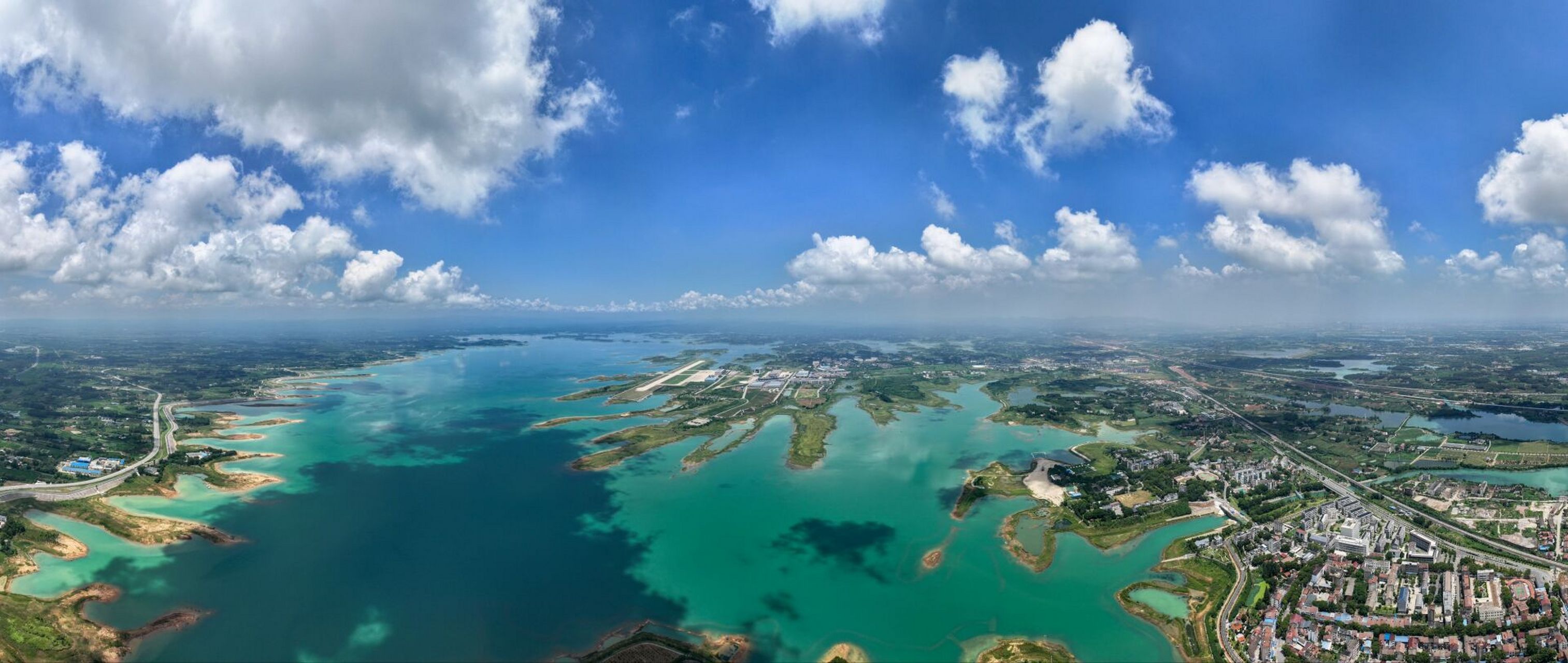 不是马尔代夫,这里是湖北 500米高空俯瞰荆门漳河风景区,是不是很有