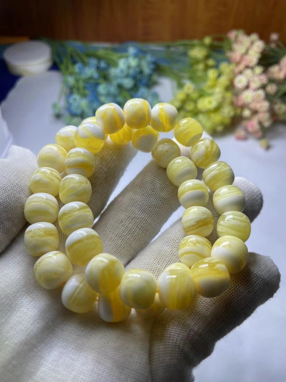 玉化贝壳车车手串手链 蜜蜡款手串,精挑的品质 比真正的蜜蜡有质感,有