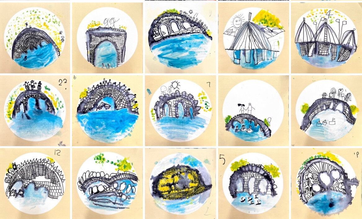 中班美术作品 《家乡的桥》