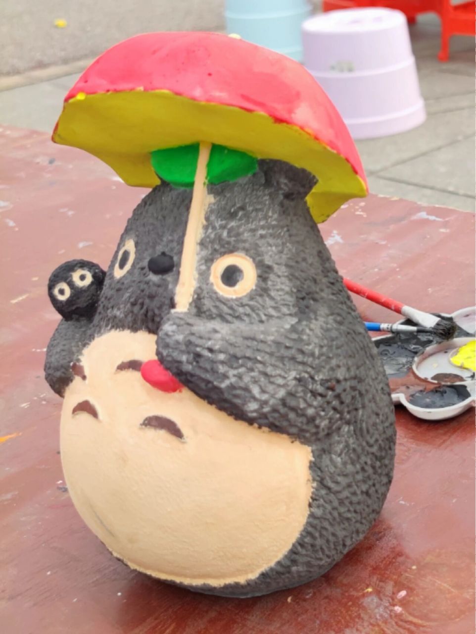 第一次玩石膏填色,难度五颗星的龙猫完成! 最近跟男票又在天等县顺利