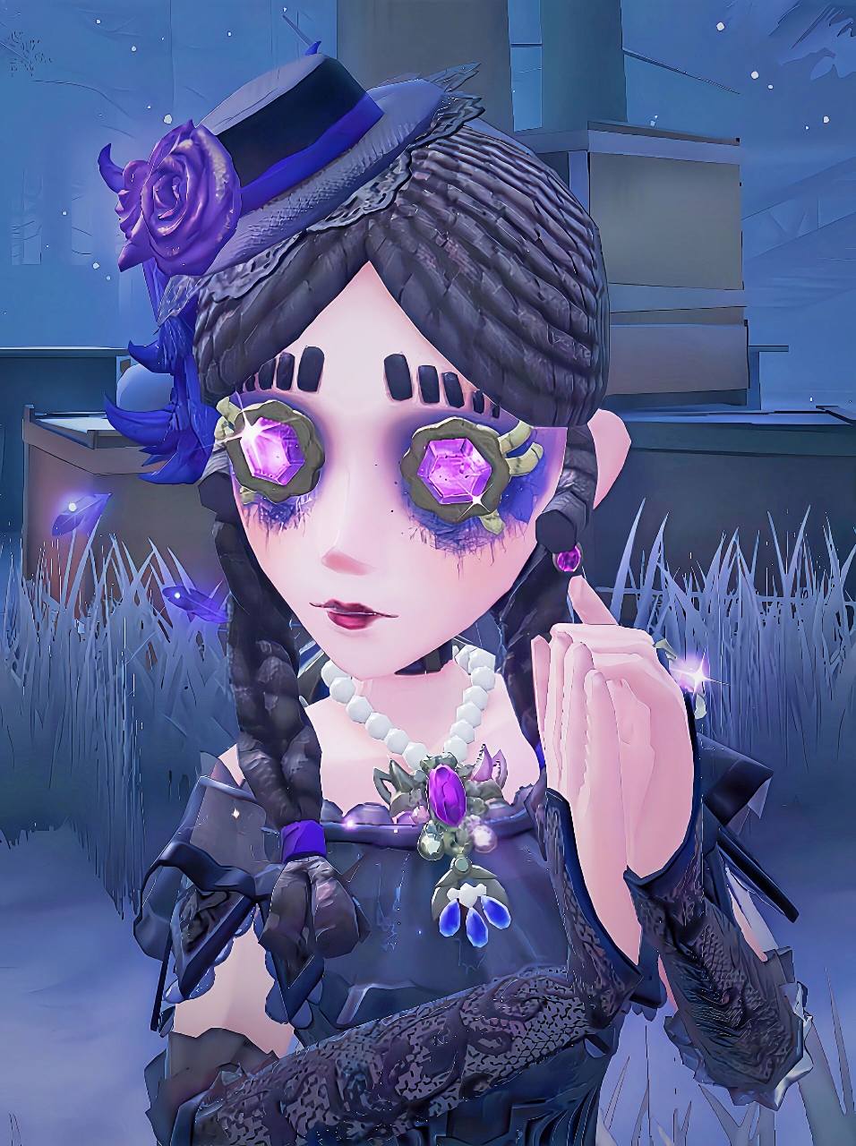 【第五人格】玩具商奇珍时装(紫皮)--藏 意象:缎蓝亭鸟,注意裙子纹饰!