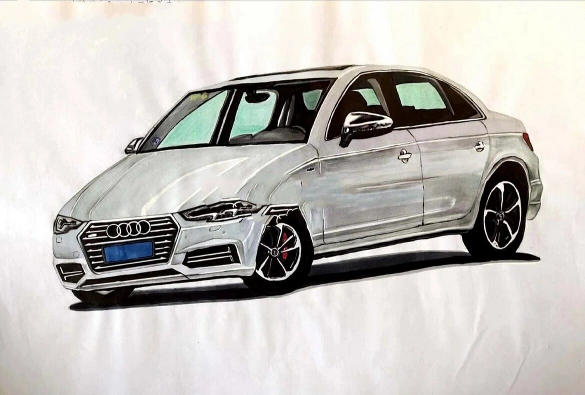 三年前画的奥迪手绘