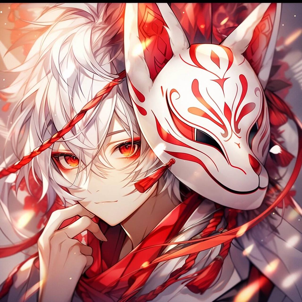 狐狸面具男生头像~      与狐狸面具少女同款红白配色扭蛋.