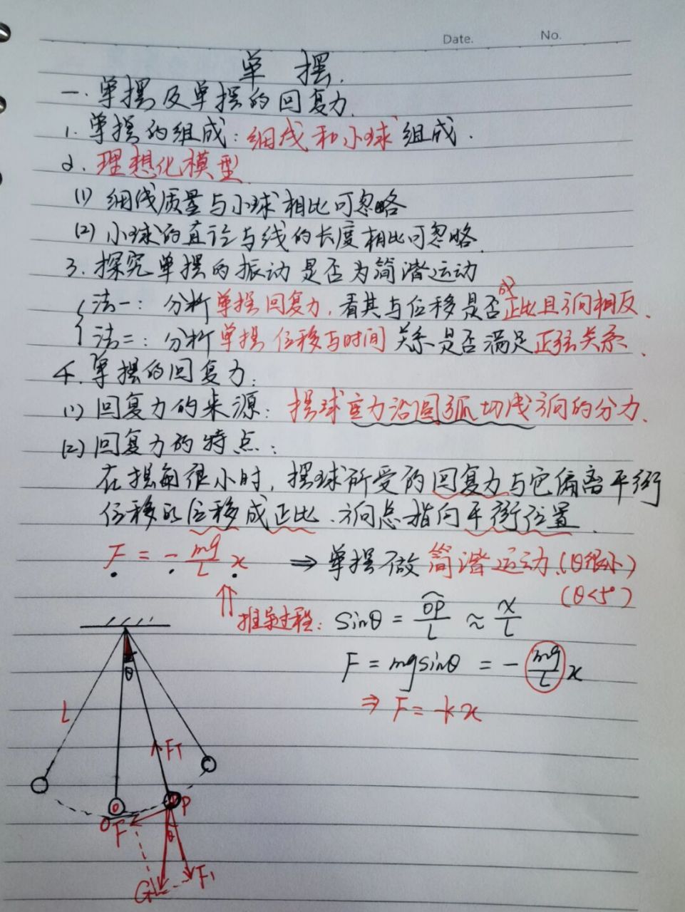 高中物理 单摆 #高中物理怎么学# #高中物理笔记# #高中学习笔记