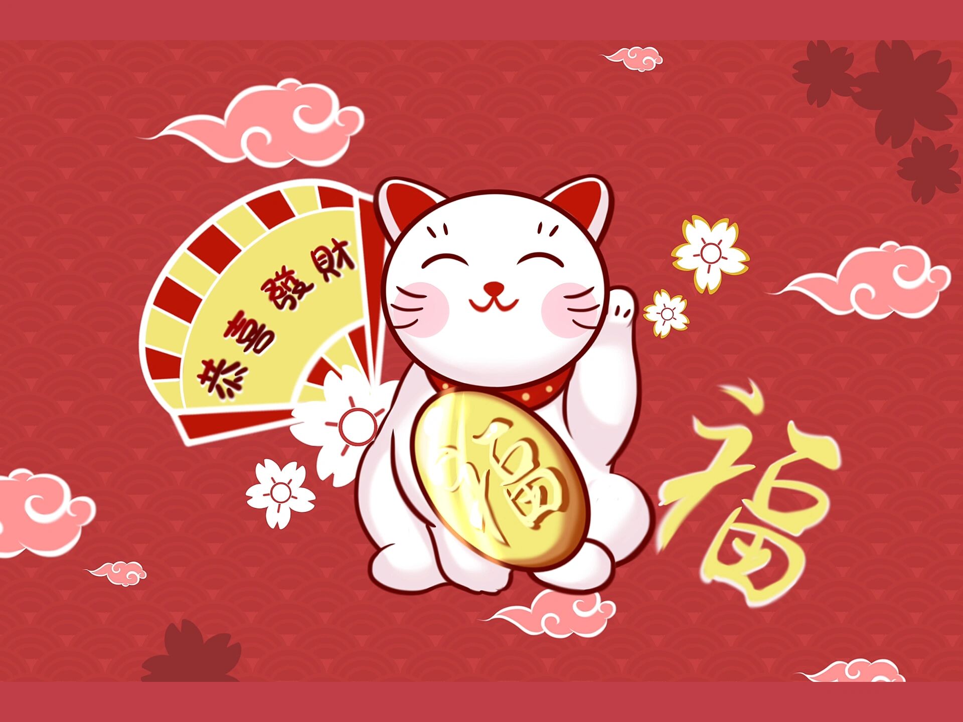 很好看的国潮风招财猫插画分享