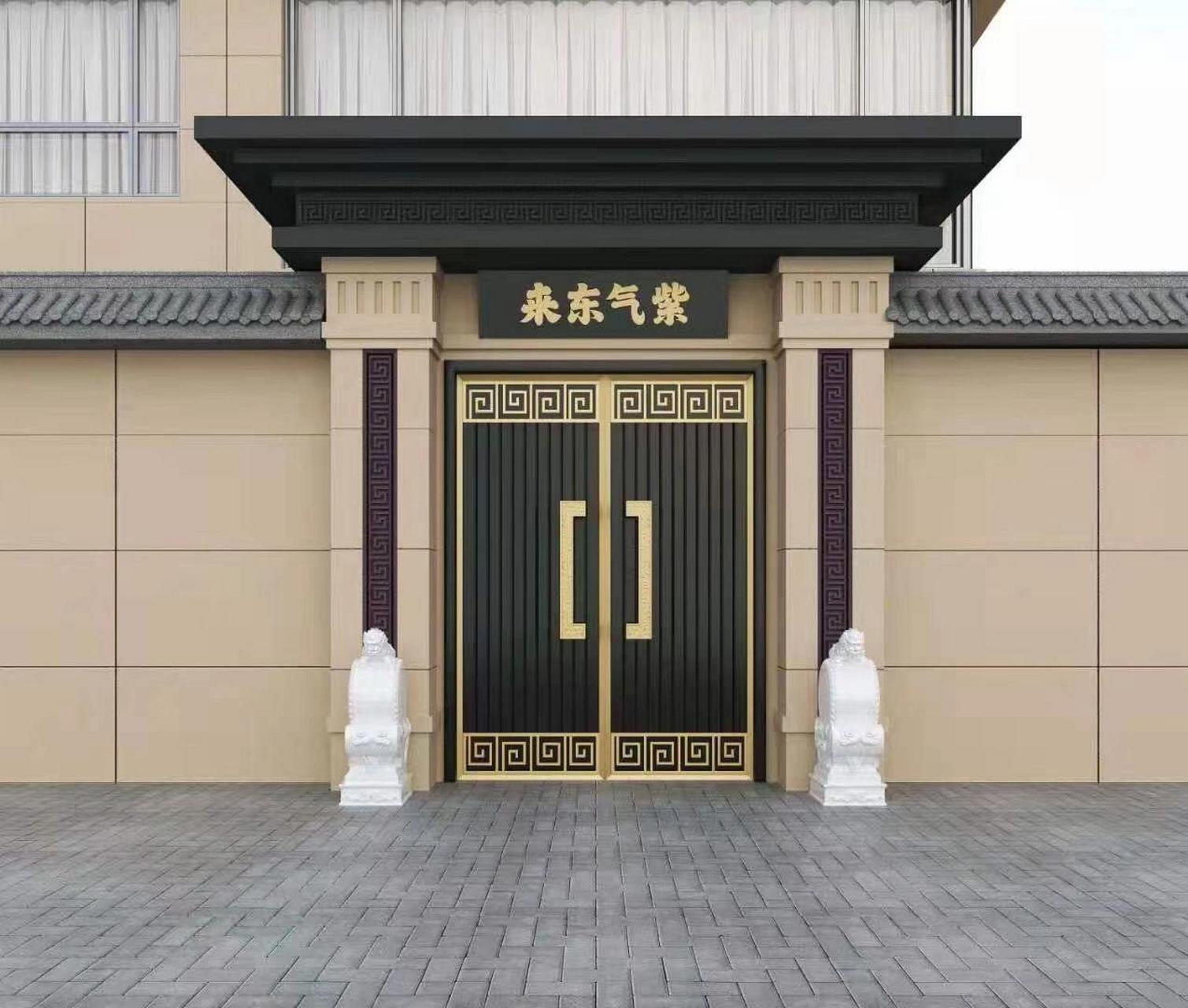 欣赏五套中式铜大门,带门楼铜雨棚 中式铜大门,仿古铜大门,多用于