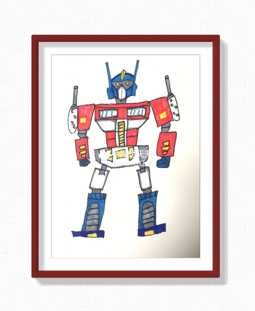 变形金刚之擎天柱 创意儿童画 6-8岁小朋友画,小朋友们都画得很酷