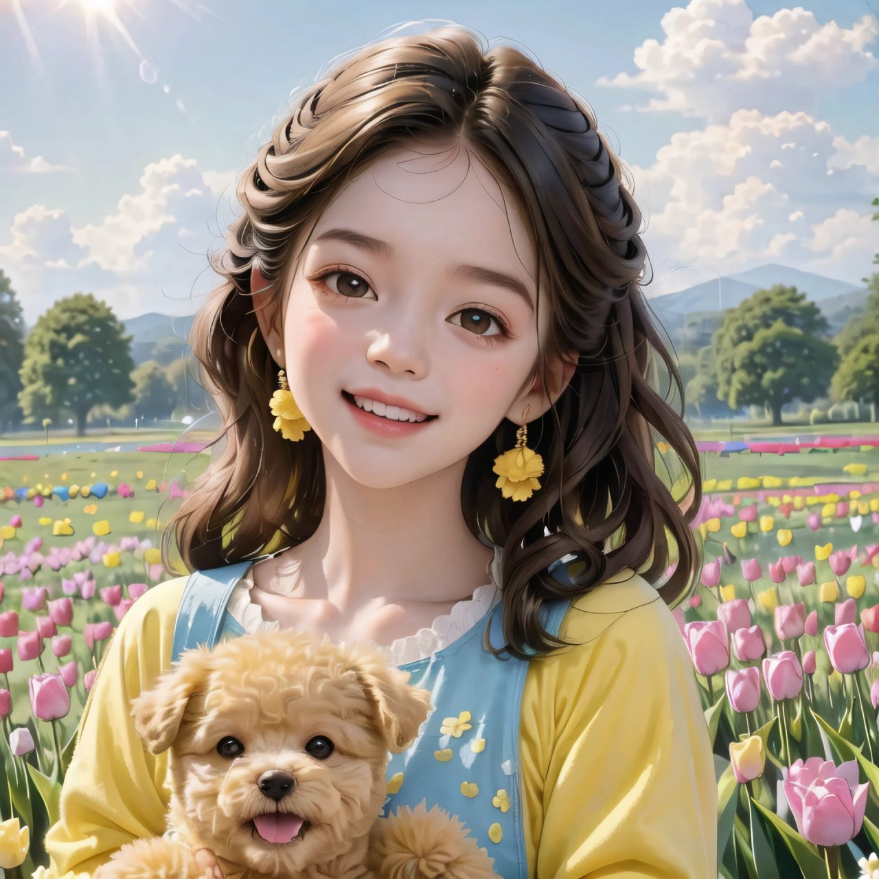 女孩和泰迪狗狗可爱头像甜美头像
