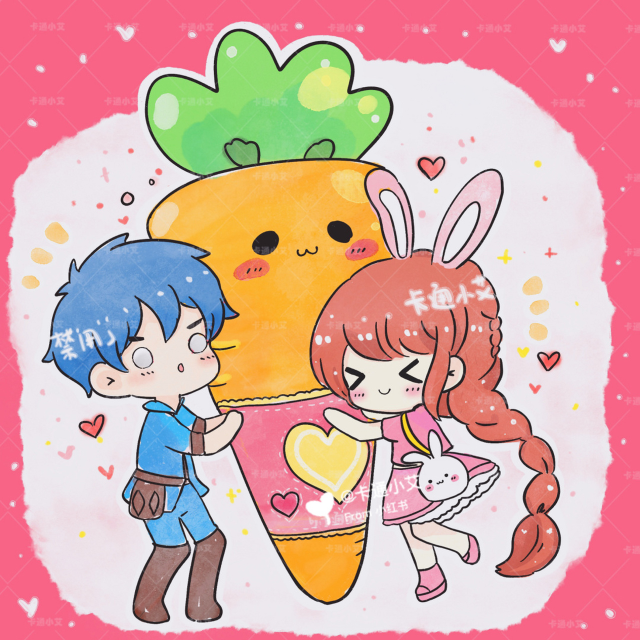 萌萌小舞和唐三 手绘q版斗罗 简笔画 小舞和唐三 萌萌萝卜 最爱的一对