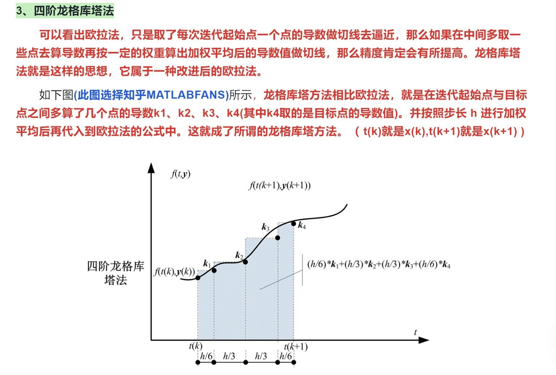 c语言数值分析-四阶龙格库塔法 后面几页有原理介绍