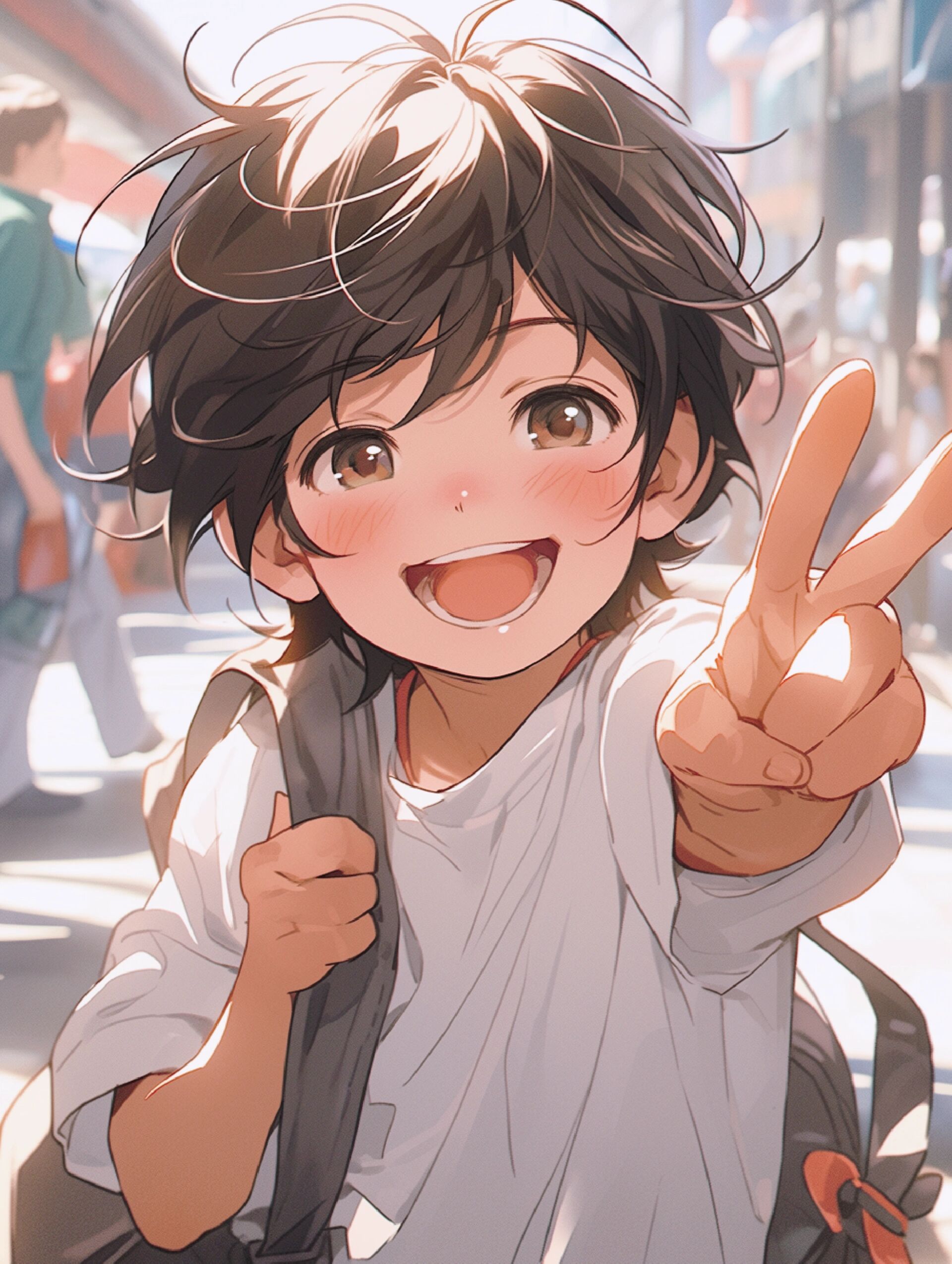 复古旧漫|治愈头像|可爱男生比耶头像分享