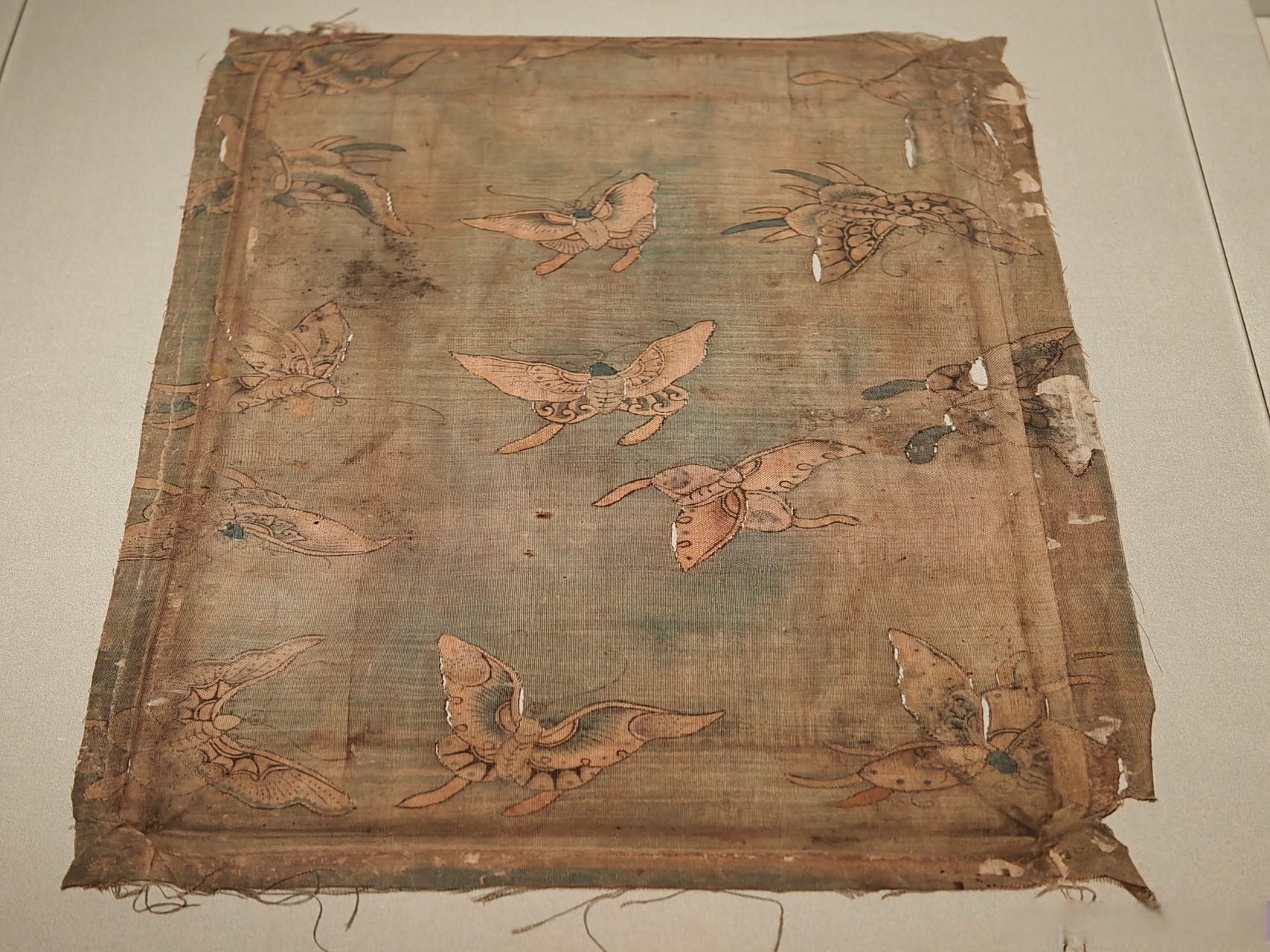 云赏析】唐代纺织业  >> 唐 蝴蝶缂丝残片,天津博物馆藏  唐代织锦