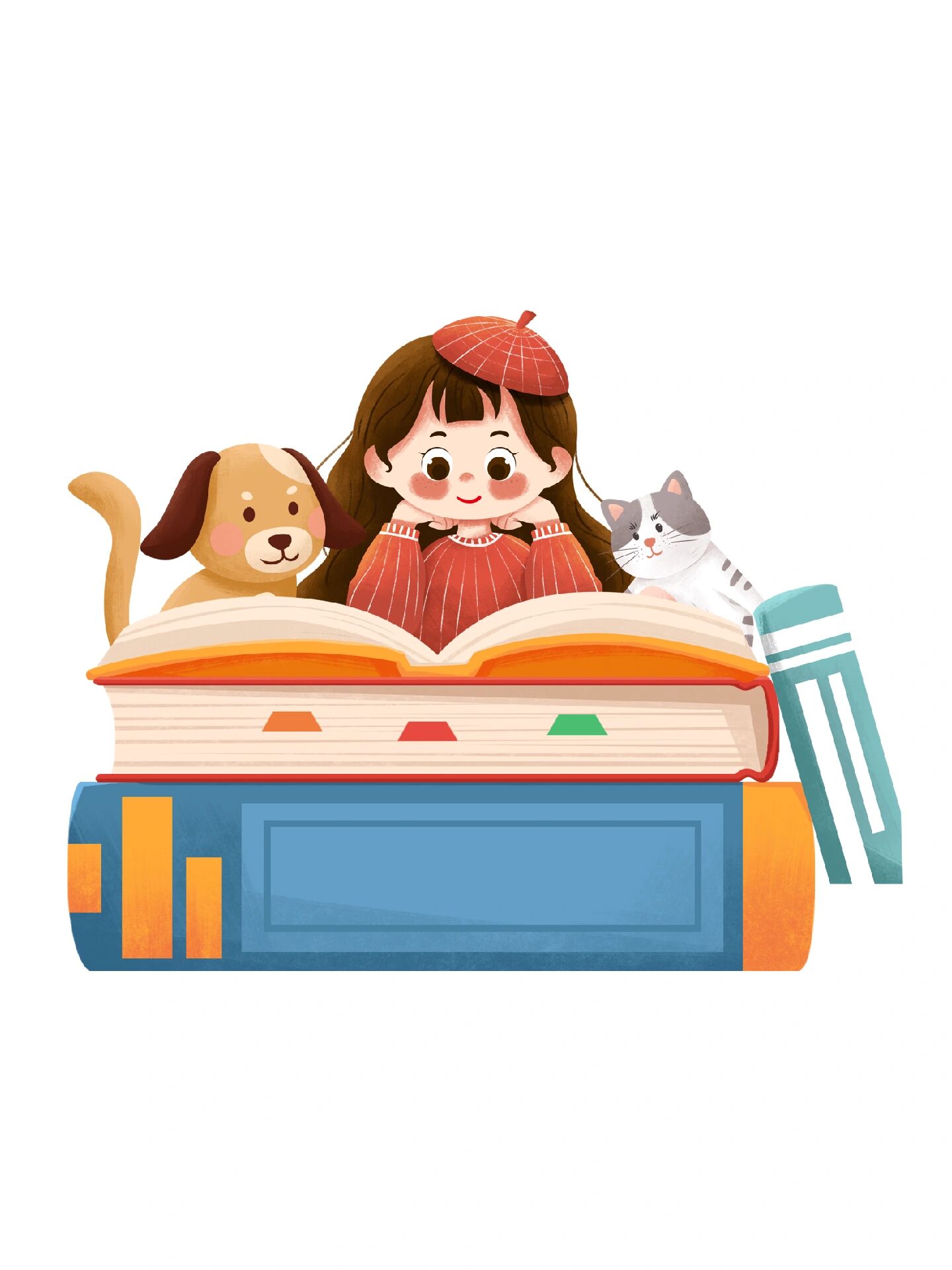 免抠人物 |卡通读书98主题插画