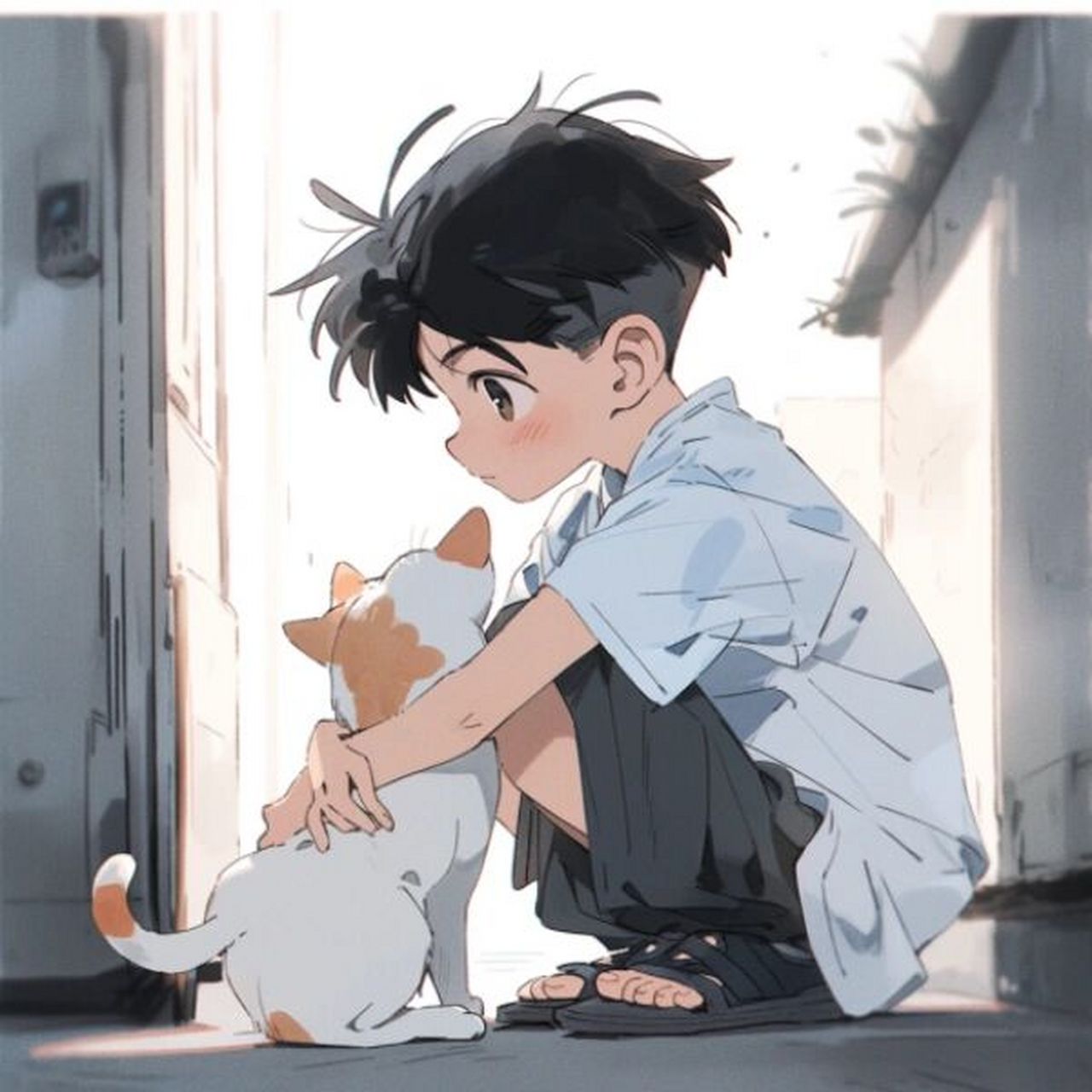 猫与少年|ai头像 #浪漫生活的记录者# #笔记灵感# #头像# #画画的日常