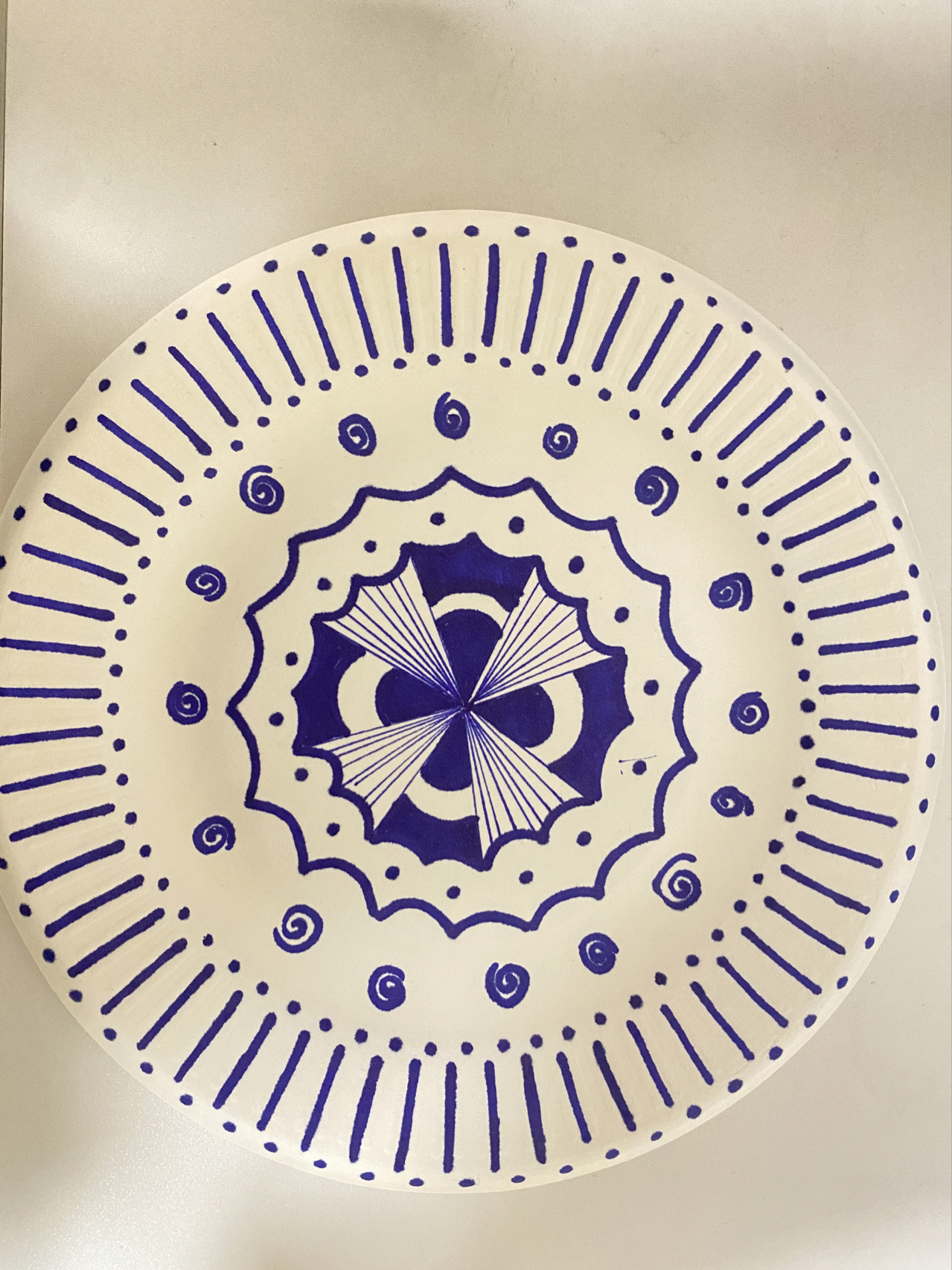 纸盘线描画~青花瓷盘子