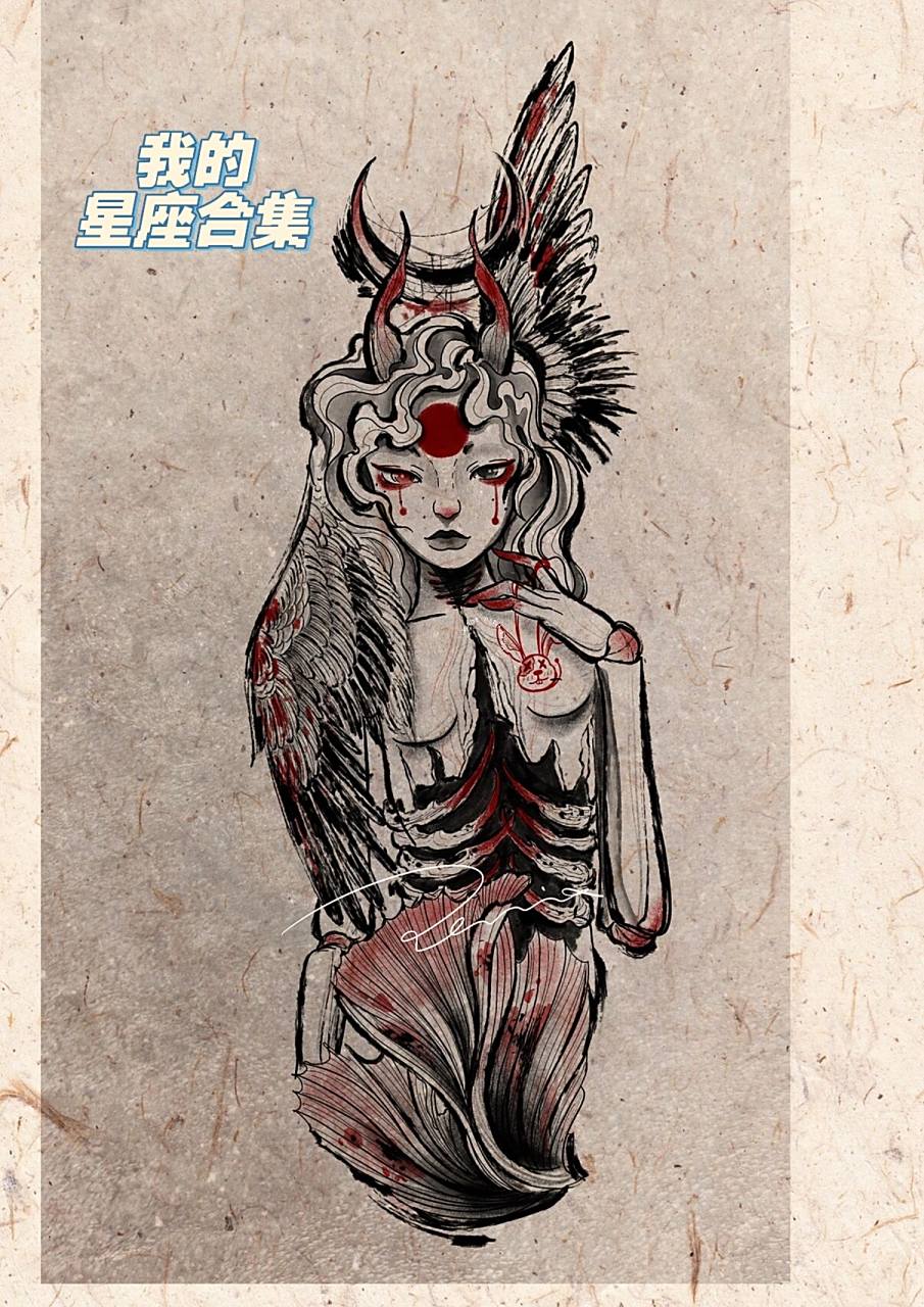 星座属相纹身合集1 991:摩羯座与属兔 992:天蝎座与斯芬克斯 99