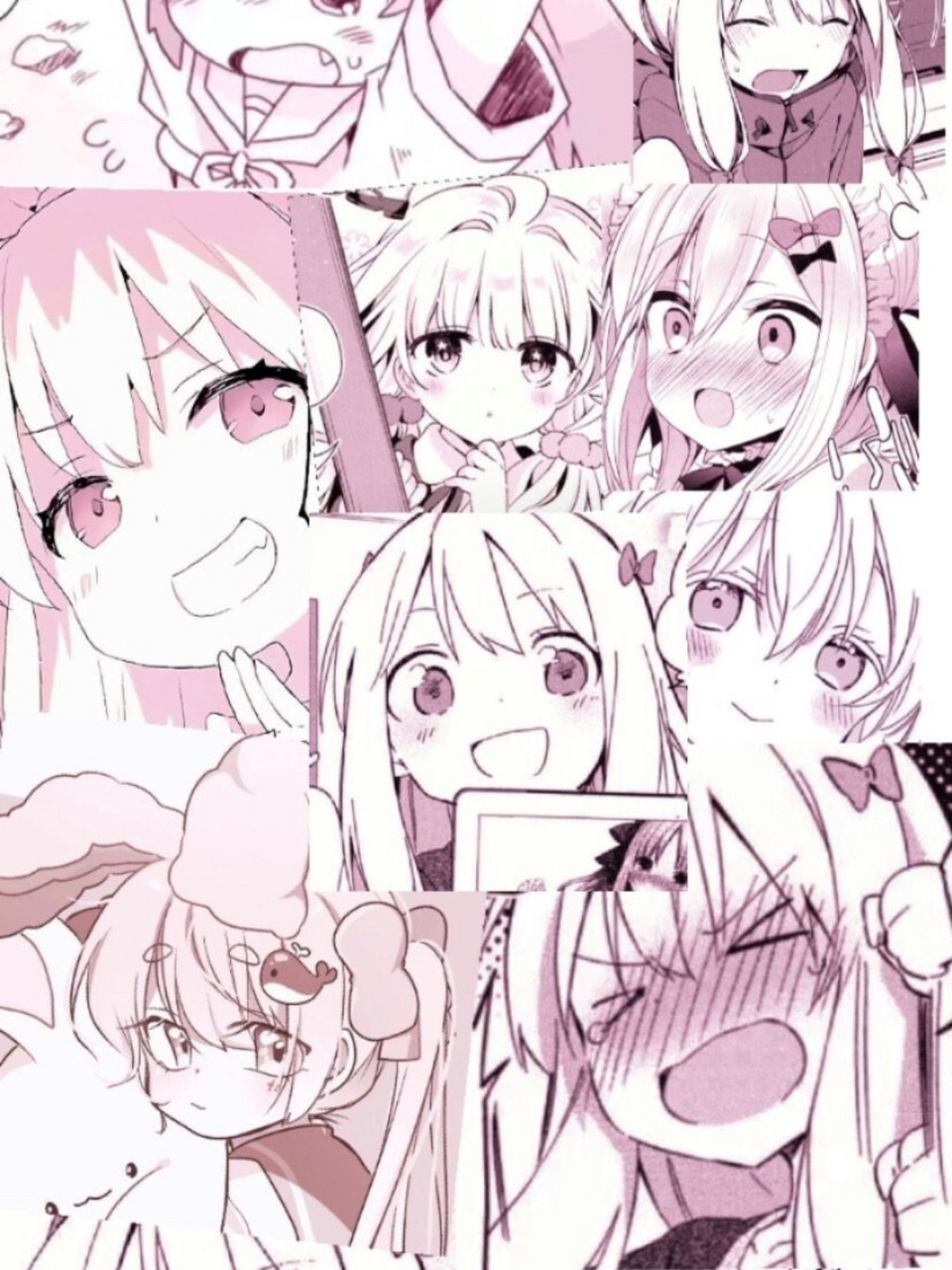 动漫粉色拼接壁纸～超少女心的噢