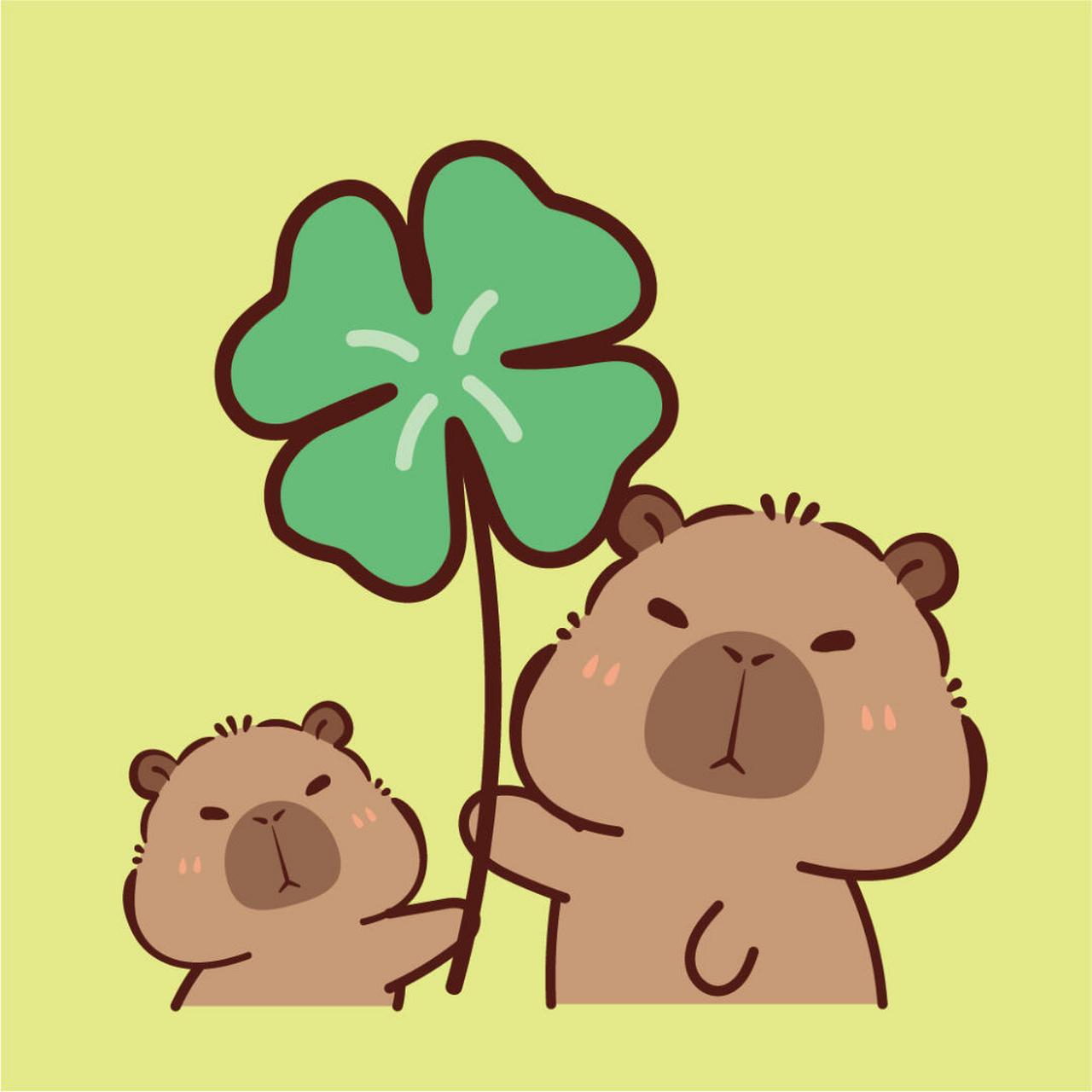 插画分享#0202#设计#0202#卡皮巴拉#0202#水豚##好运