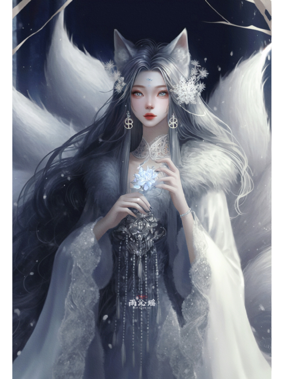 【ai绘画】78狐仙之九尾天狐 万妖国公主,神魔青丘