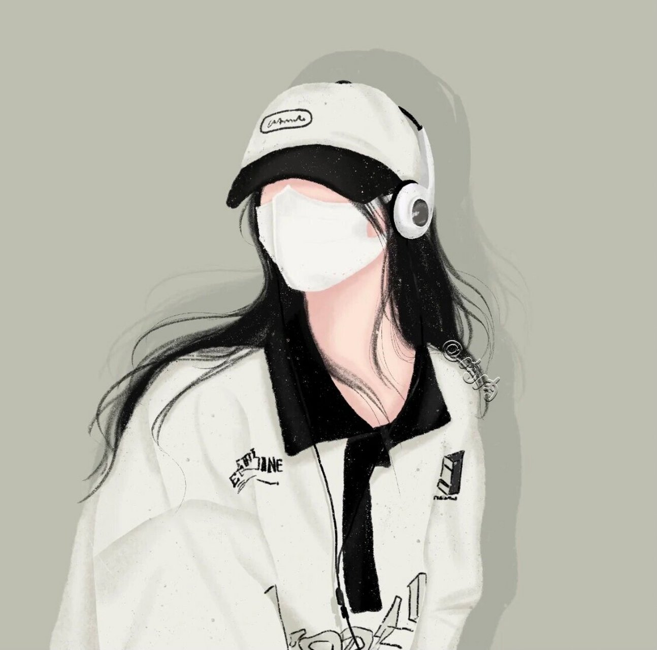 酷酷的戴耳机女生头像 每个人都有自己的角落 安静且孤独 画师:肉肉w