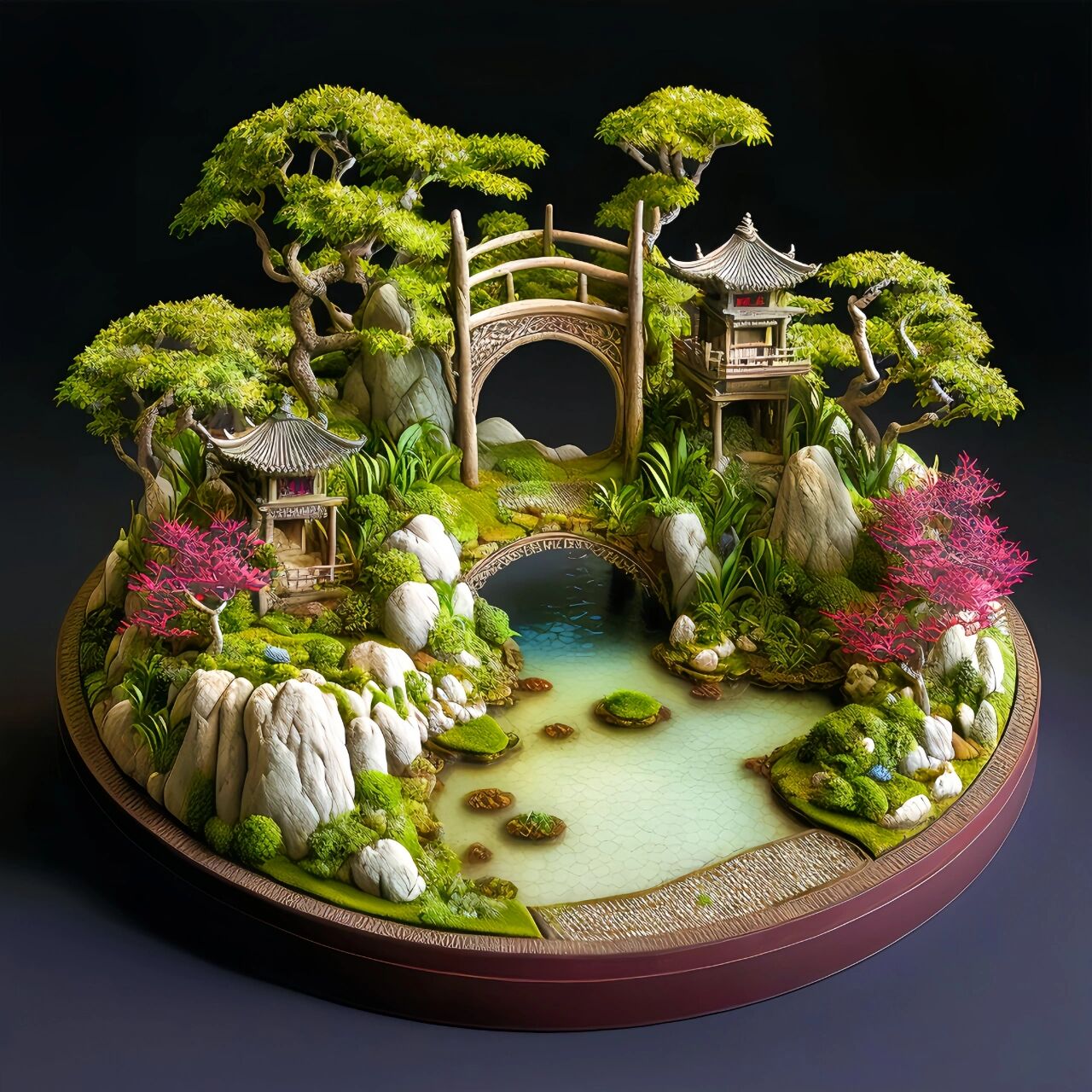 微缩模型系列-园林盆景 一花一世界 , 一木一浮生; 一草一天堂 , 一笑