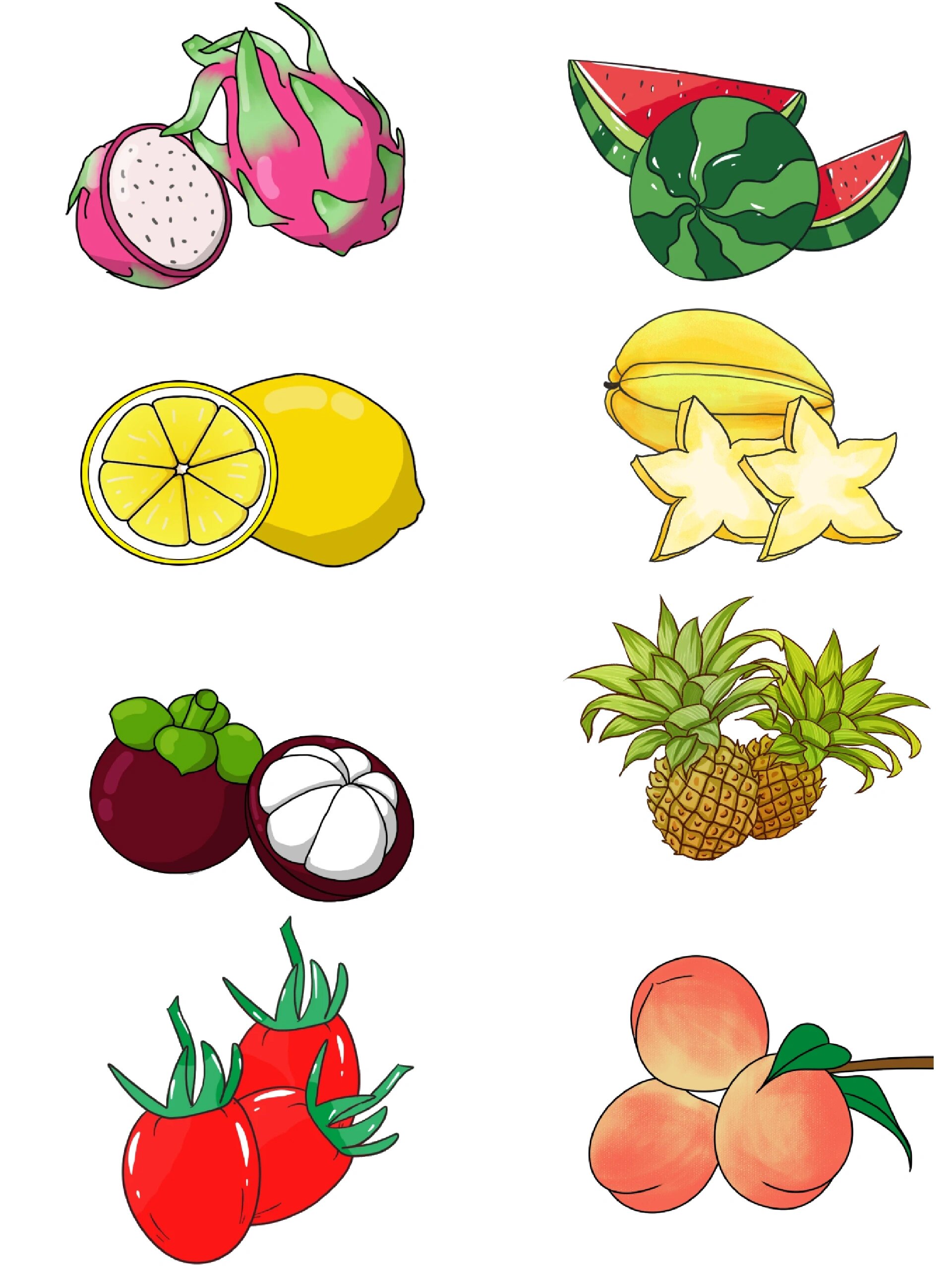 素材分享|卡通手绘多种水果免抠png插画