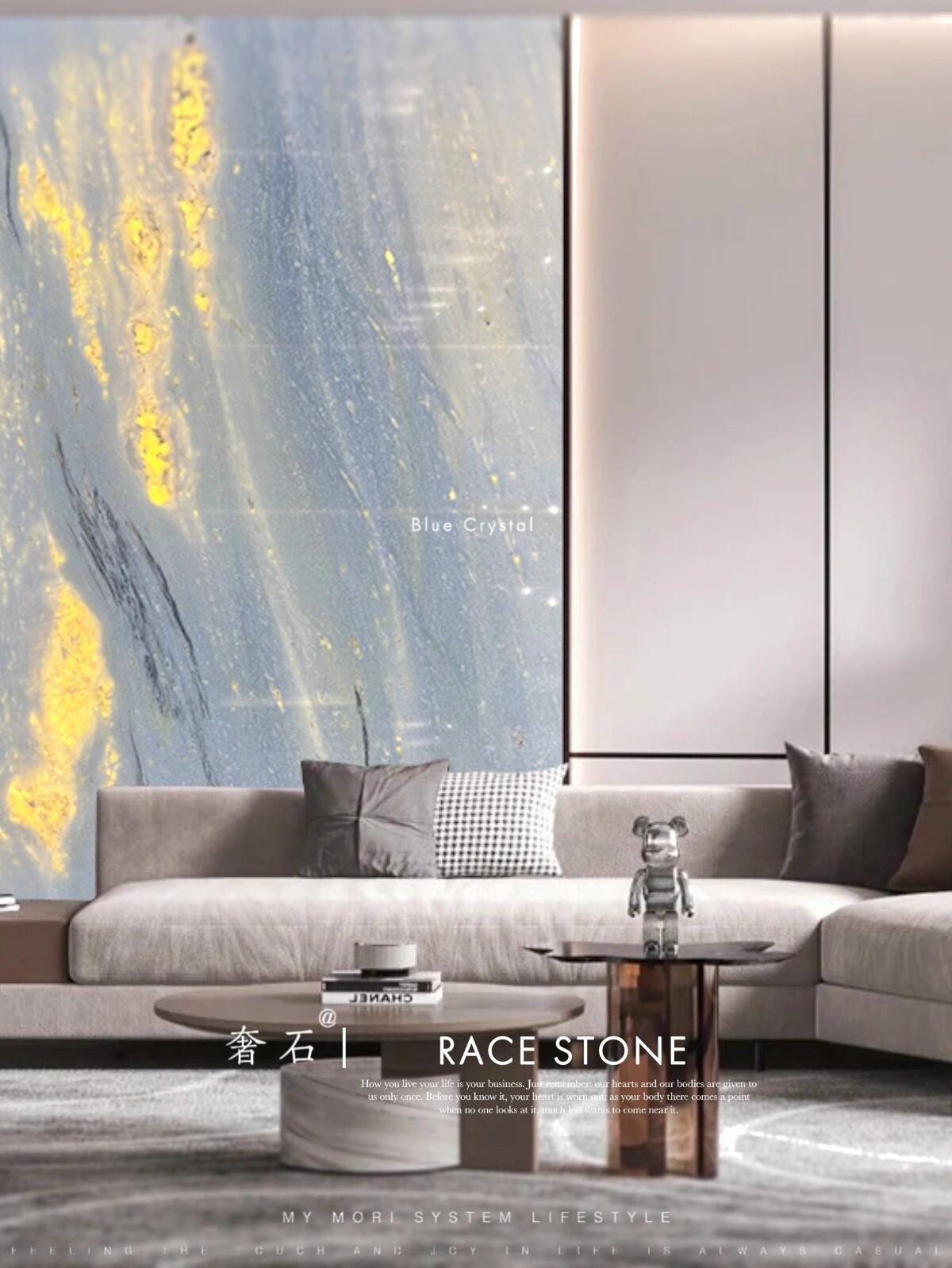 90简约梦幻奢石—蓝水晶blue crystal 蓝水晶大理石在巴西远古的