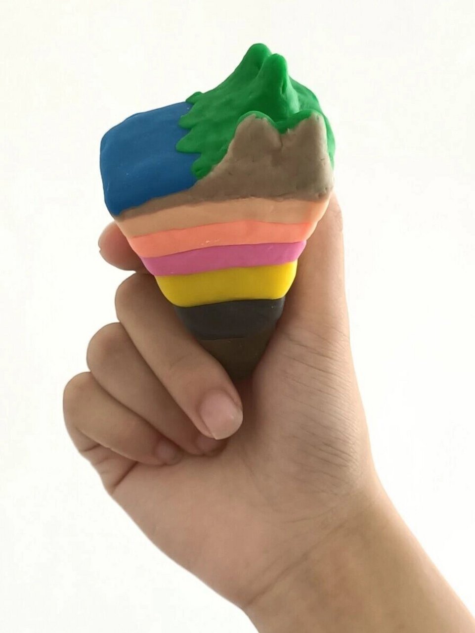 地理手工‖地球圈层结构模型 一位同学刚发过来的作业,材料是橡皮泥!