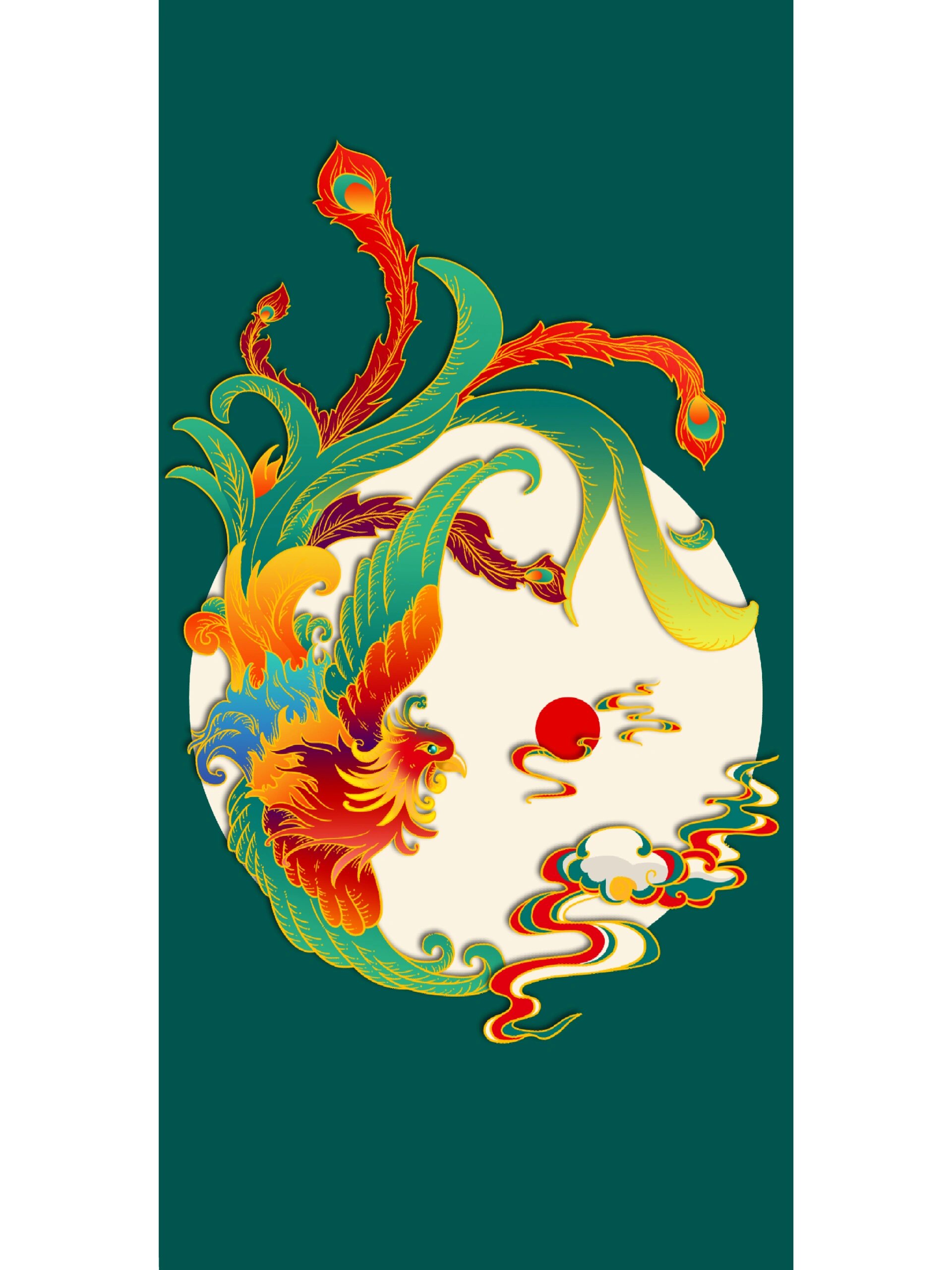 国风插画,凤凰线稿绘画过程