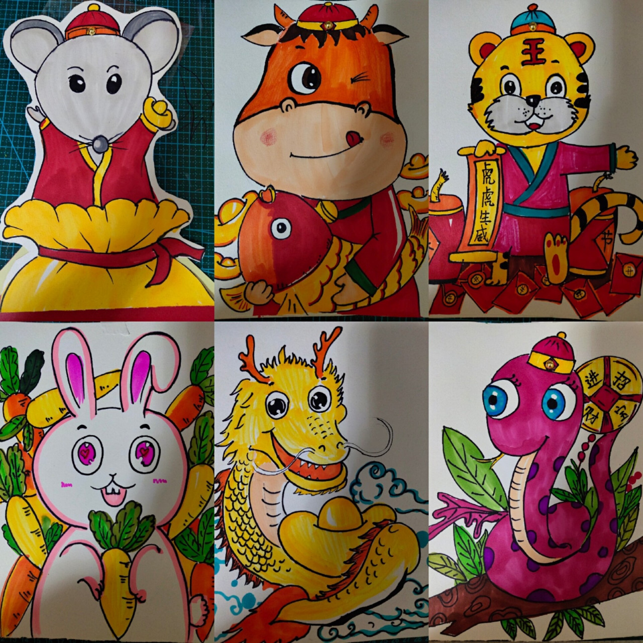 儿童画幼儿园十二生肖简笔画 要十二生肖儿童画的人太多了 直接上图吧