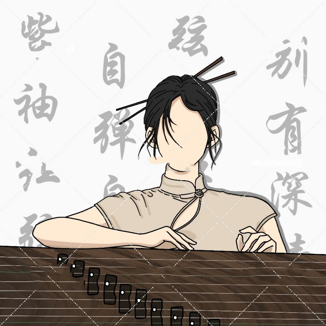 民乐系列|古筝女生头像 这次参考了这位博主 古筝 ,古风感觉真的太