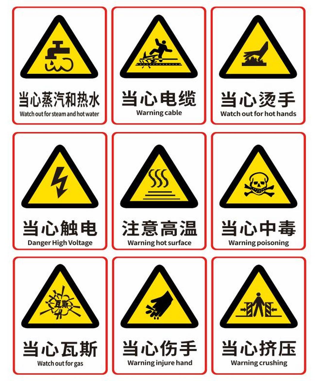 警示标识大全.认识并注意标识,防止出现危险