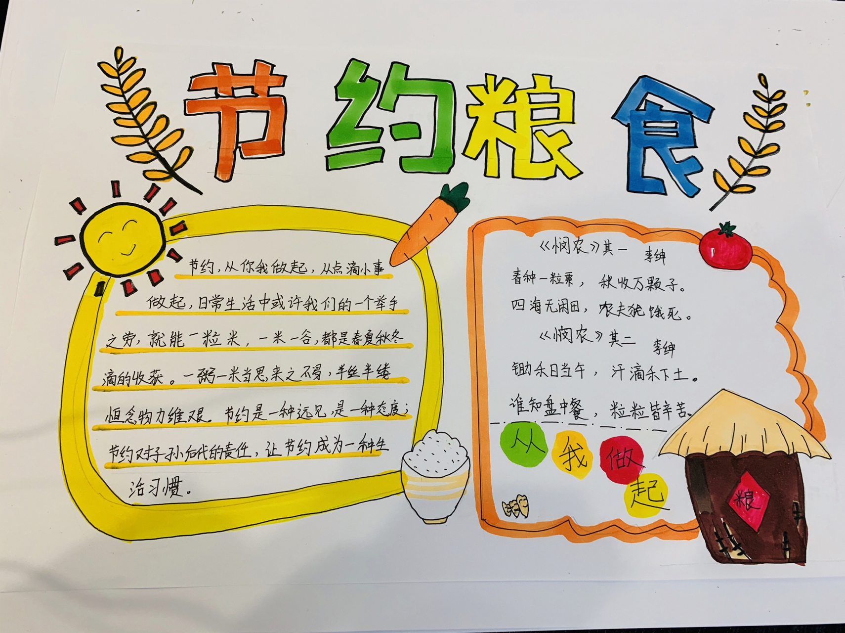 勤俭节约手抄报 节约粮食手抄报 小学生勤俭节约手抄报 节约粮食手