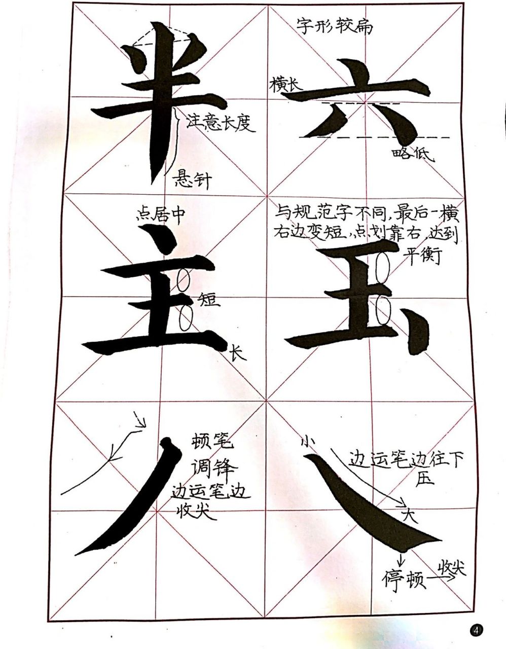 零基础毛笔楷书入门——撇点捺系列 三四五节课内内容,第五节内容提前