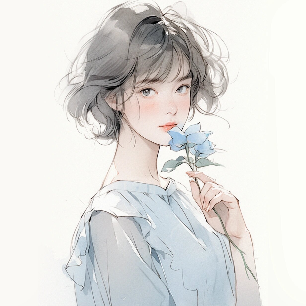 女生头像|蓝色系07清冷和安静的组合