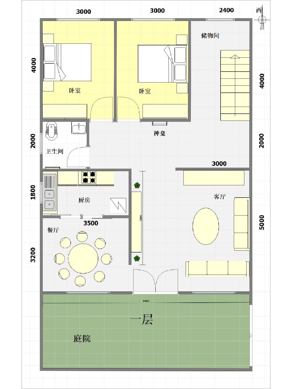 打算回农村建房,地基坐西向东,上图宽8.4米深12.