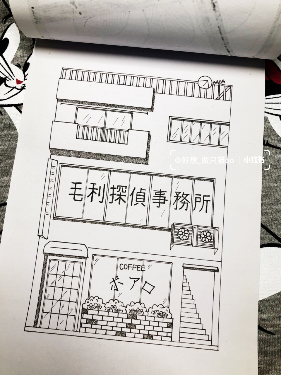 毛利侦探事务所|黑白简笔画临摹|附步骤 黑白简笔画|针管笔手绘 临摹