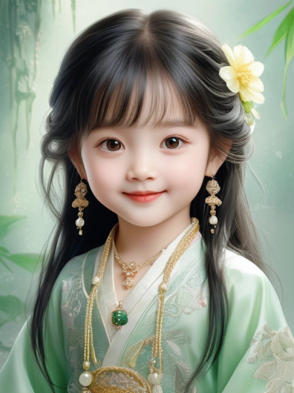 ai可爱小女孩古装 #儿童摄影# #古风写真# #汉服# #最美礼服# #ai绘画
