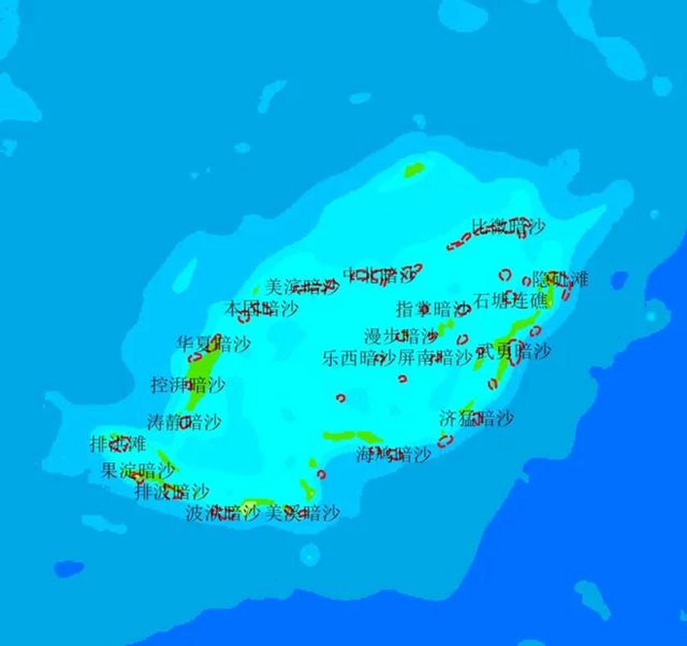 中沙群岛的暗沙挺多,没有露出水面.