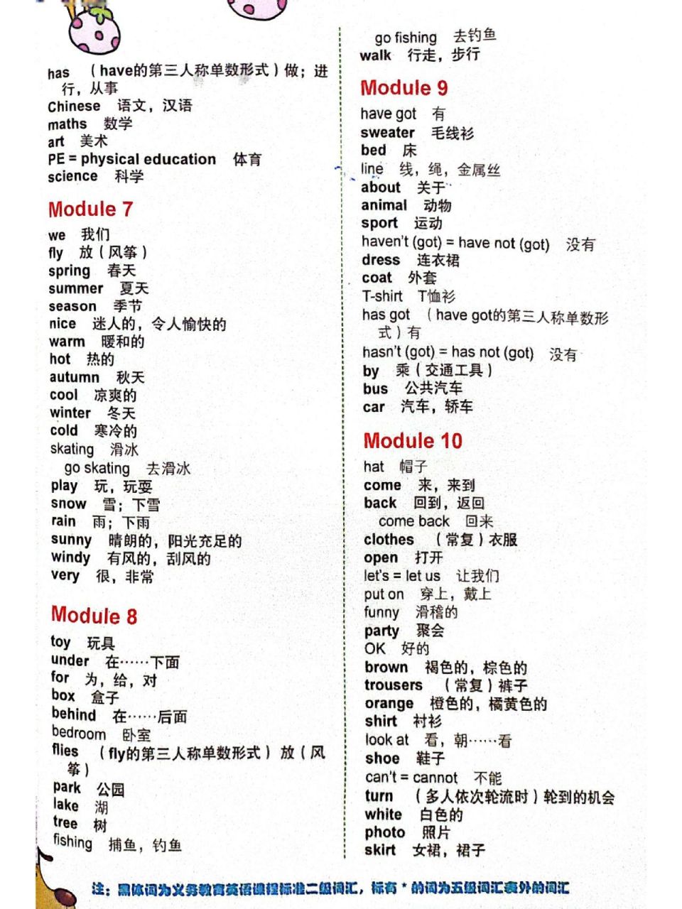 外研版英语三年级下册单词表