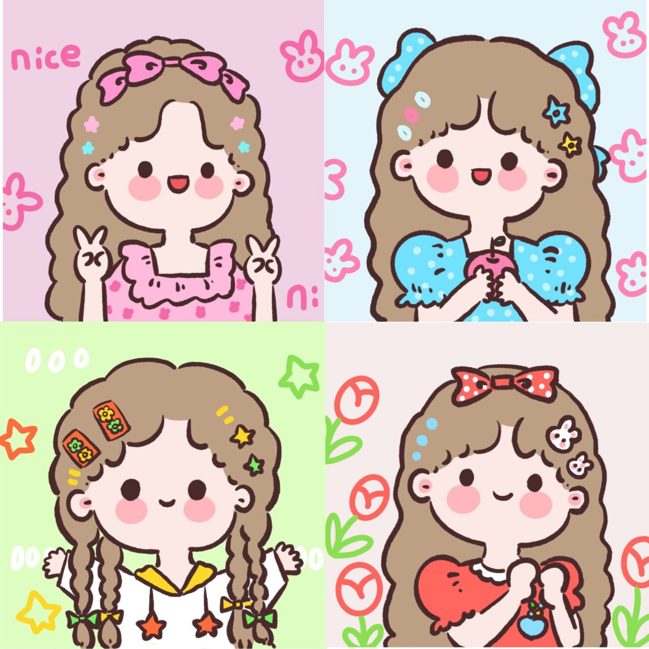 可爱小女孩简笔画小头像